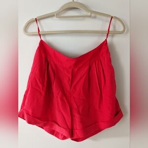 Bar III Red Pleated Spaghetti-Strap Shorts